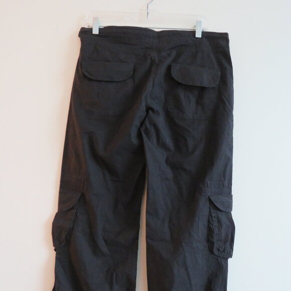 XCVI Black Straight Leg Cotton Cargo Pants Pockets Grunge Goth Alt - Picture 14 of 16